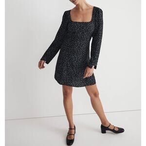 Madewell Seamed Long-Sleeve Mini Dress in Ditsy Floral Square Neck Size 4
